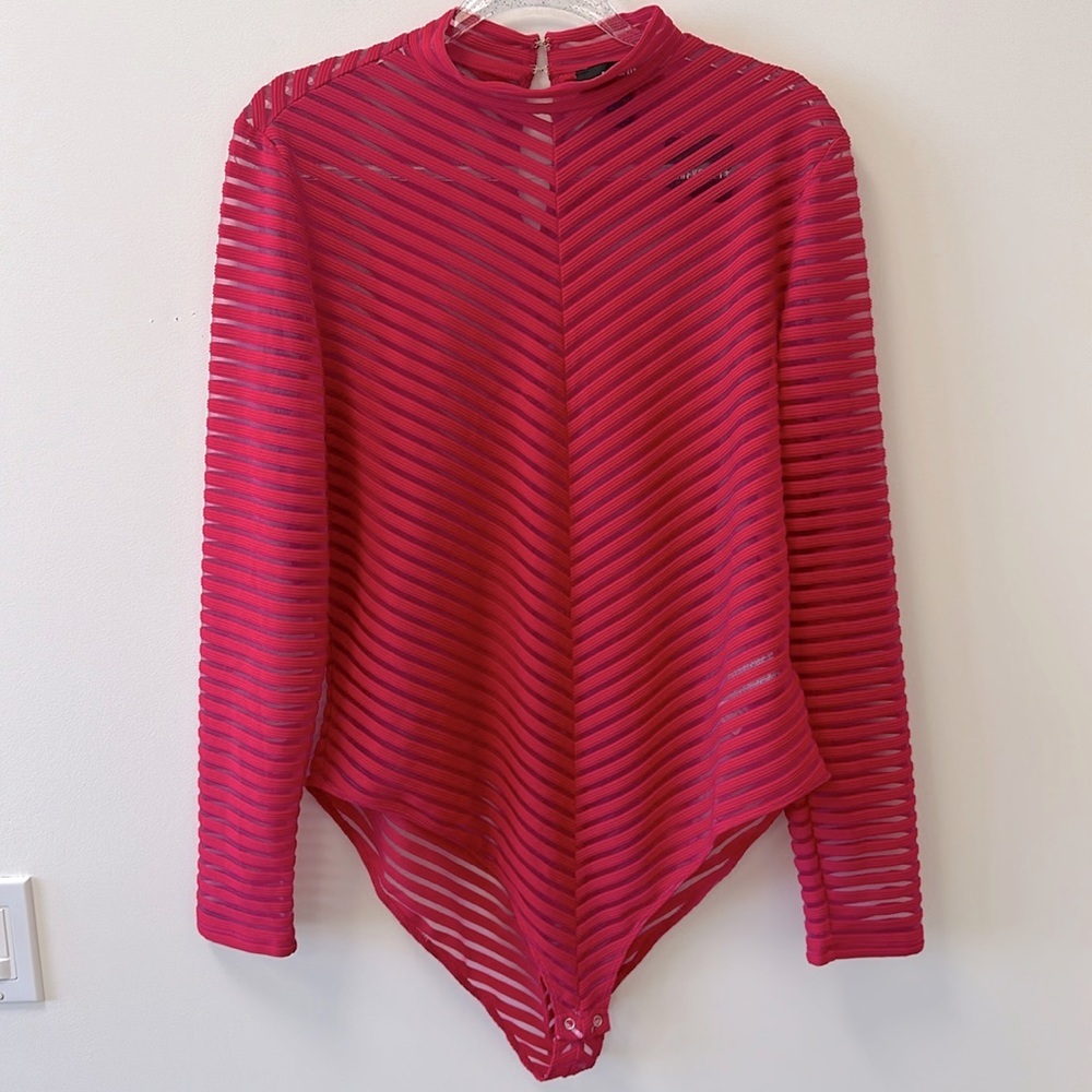 Forever 21+ Red Textured Body Suit • Semi Sheer • Sz 2X • NWT!